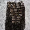 9PCS Kinky Curly Clip в наращивание человеческих волос Блондинка Бразильский REMY волосы 100% человеческий коричневый клип