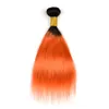 Ombre 1b 350 Orange Couleur Dentelle Fermeture Avec Bundles Soie Droite Cheveux Humains Tisse Avec Dentelle Fermeture 4 Pcs/Lot Vierge Russe Cheveux