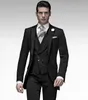 New Arrivals One Button Black Groom Tuxedos Groomsmen Peak Lapel Best Man Blazer Mens Garnitury ślubne (kurtka + spodnie + kamizelka + krawat) H: 709