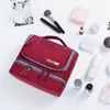 Vattentät Dubbelskikt Toalettsaker för män Kvinnor Portable Makeup Pouch Kosmetiska Väskor Skönhetsäck Organisatör Bär på Case