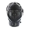 2017 New Fetish PU Leather Bondage Hood SM Totally Enclosed Mask With Lock BDSM Slave Restraints Adult Games Sex Toy For Couples Y18100803