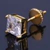 Mens Hip Hop Stud Brincos Jóias de Alta Qualidade Moda Ouro Prata Quadrado Simulado Diamante Brinco 6mm