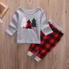 2017 Brand New Toddler Spädbarn Barnbarn Baby Boys Christmas Clothes Långärmad Hoodie Top Checked Pants 2pcs Outfits Sets 1-6T