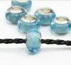 10Pcs 925 Sterling Silver Core Multicolor Murano Lampwork Glass Beads Charm Big Hole Granos sueltos para Pandora collar pulsera europea