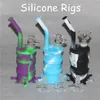 Silicone Dab Rig Rökning Rökor Hookah Bongs med glas Torkad örtskål Quartz Nails Silicon Oil Drums Rigs