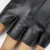 Long Keeper Male Cool Leather Gloves Fashion Men Fingerless Glove for Dance Party HalF Finger Sport Fitness Luvas4566215