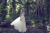 Rosen Düğün Limor D Çiçek Aplikler Kolsuz V Boyun Bir Çizgi Gelin Gowns Dantel Vintage Low Sırt Plaj Elbiseleri Brial Intage