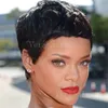 Parrucca brasiliana corta dritta a macchina piena Colore naturale Bob Glueless Anteriore in pizzo Capelli umani Pixie Molto parrucche per donne nere
