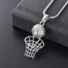 Player's Necklace Memorial 316L Stainless Steel Basketball Cremation Pendant with Snake Chain Funeral Urn Keepsake Jewelry fo306Q