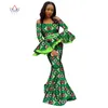 2019 Afrikanska kjoluppsättningar för kvinnor Dashiki Bazin Riche Patchwork 2 stycken Set Flower Ruffles Afrikanska Traditionella Kläder WY2351