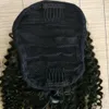 140G Menselijk Haar Paardenstaart Haarspeld Clip in Afro Kinky Krullend Paardenstaart Trekkoord Haar Extensions Bladerdeeg Krullend Humain Haar Paardenstaart Natura Zwart