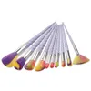 Set di pennelli per trucco da 10 pezzi Vite colorata bianca The Fan Professional Powder Eyeshadow Foundation Make up Brush Kit Tools