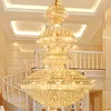 Lustres en cristal modernes Luminaire Lustre doré américain Lampes à LED Euorpean Hall de l'hôtel Hall Escalier Accueil Éclairage Inoodr