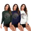 European fashion spring autumn casual hooded round neck Christmas reindeer hot drilling sweater support mixed batch