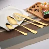 Nowe złoto sztućce łyżka rozwidlenia nóż łyżka do herbaty Matte Gold Ze Stali Nierdzewnej Food Silverware Obiad Naczynie