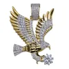 Mannen Iced Out Gold Plated Animal Eagle Wing Charm Hanger Ketting Micro Pave Zirkoon Hip Hop Sieraden