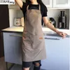 Canvas Apron Outsides BBQ Senior Green Bib Kitchen Cleaning Apron for Women Men Cooking Restaurant Waitress Custom Print Logo