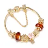 Moda jóias 18k banhado a ouro DIY mulheres charme pulseira na moda grânulos de cristal grandes braceletes de cobre para as mulheres