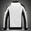 Partihandel- 6xl 2017 New Leather Jacket Mens Plus Size Winbreak Patchwork Blackwhite Pu Jacket Thinthick Warm Motorcycle Coats XA049