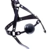 Bocca aperta Gag Restraint Solido Palla di silicone nero PU Imbracatura per la testa Prodotti fetish per adulti Giochi sessuali Giocattoli per donne Uomini2230185