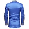 스마트 캐주얼 셔츠 남성 피트 니스 새로운 도착 의류 탑 꽃 큰 크기 의류 블루 카 아프리카 스타일 셔츠 2018 블라우스