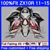 Iniezione per KAWASAKI ZX-10R ZX 10R 2011 2012 2013 2014 2015 218HM.30 ZX 10 R 1000 CC ZX10R 11 12 13 14 15 Carenatura Rosso caldo scuro bianco