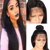 Silky Straight Brasilian Lace Front Human Hair Wigs 150% Densitet med Baby Hair Pre-Plocked Glueless Full Lace Human Hair Wigs