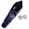 DingSheng Natural Blue Sodalite Quartz Smoking Pipe Crystal Stone Wand Point Cigars Pipes With 2 Metal Filters For Health Smoking