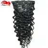 Deep Curly Clip in Human Hair Extensations for Black Women Curly Wave prawdziwy ludzki klip do włosów Remy In Extension for African American NA6429054