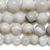 Perline sfuse rotonde di agate pazze bianche in pietra naturale da 8 mm 4 6 8 10 MM Scegli la dimensione per la creazione di gioielli