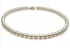 Charming natural 8-9mm white AKoya pearl necklace 18inch 14k gold clasp261i