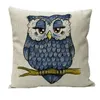 Leuke Owl Kussensloop Dierpatroon Kussensloop Linnen Kussensloop Decoratieve kussens voor Sofa Seat Cushion Cover Home Decor