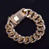 Mens Iced Out Rose Gold Finish Miami Cuban Link Armband 18mm Bredd 8inch Längd, 115g