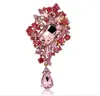 3.5 Inch Pink Rhinestone Crystal Diamante Dangle Wedding Drop Brooch Bridesmaid