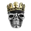 Mens Skull Ring Biker Skull Cross Crown Gothic Gold Color Ring Band Rvs Zilveren Zwarte Mode Hip Hop Ring Sieraden