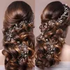 Diadema per capelli lungo da sposa con perle oro argento alla moda per accessori per capelli da sposa fatti a mano con strass gioielli per capelli da donna