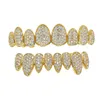 Hiphop Rock Gold Rosegold White Zircon dents Grillz New Arrivent Copper Upper Bottom Grillz pour mâle Femme294F