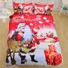 Set biancheria da letto natalizia 3D 3 pezzi / set Copripiumino Federe Babbo Natale Pupazzo di neve Decorazione natalizia Regalo di Natale WX9-1026