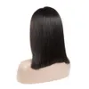 Pelucas frontales de encaje 4x4 13x4 13x6, pelucas de encaje de cabello humano liso Bob corto para mujeres negras, prearrancadas con pelo de bebé, negro Natural