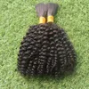 Kinky Curly Bulk Hair 100g Cor Natural Braiding Human Bulk Para Mulheres Negras Trançando Mongolian Curly Bulk Heart Extension