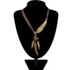 Halsband legering fjäder uttalande halsband pendlar vintage rep kedja halsband kvinnor tillbehör grossist smycken gratis frakt