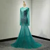 2018 See through Womens Prom Dress Beaded Turquoise Teal Special Design Custom Made Party Maxi Gowns Sexy Dresses Floor Length