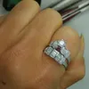 Fashion Jewelry Vintage Jewellery Cz 5A Zircon stone 10KT White Gold Filled Wedding Ring Set Sz 5-10 Gift Free shipping