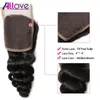 Allove 10A Brésilien Lâche Vague Cheveux Dentelle Fermeture Lâche Armure Malaisie Vierge Cheveux Fermeture Péruvienne Dentelle Fermeture Indien Vierge Ha2530784