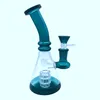 Narghilè 7.5 "Becher in vetro spesso Pyrex Bong Dab Rig con 3mm Flap Top Quartz Banger / Bowl Piece 14mm Female Recycler Water Pipe