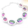 luckyshine fashion seller 925 sterling silver round mystic topaz gemstone bracelets bangle hand catenary h535