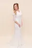 Vintage Lace Mermaid Modest Bröllopsklänningar med 3/4 Ärmar Lace-up Back Simple Modest Bridal Gowns Custom Made Sale