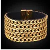 U7 Hip Hop Big Leder Armband Männer Schmuck Trendy Gold Farbe Cuban Link Kette Herren Armband Rock Stil H747