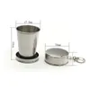 Hot Sale Stainless Steel Portable Outdoor Travel Camping Folding Foldable Collapsible Cup 75ml Metal Telescopic Keychain Mugs DHL Free