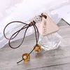 Beautiful Glass Car Perfume Bottle with Wooden Cap, Empty Refillable Bottle Hanging Cute Air Freshener Carrier LX2809